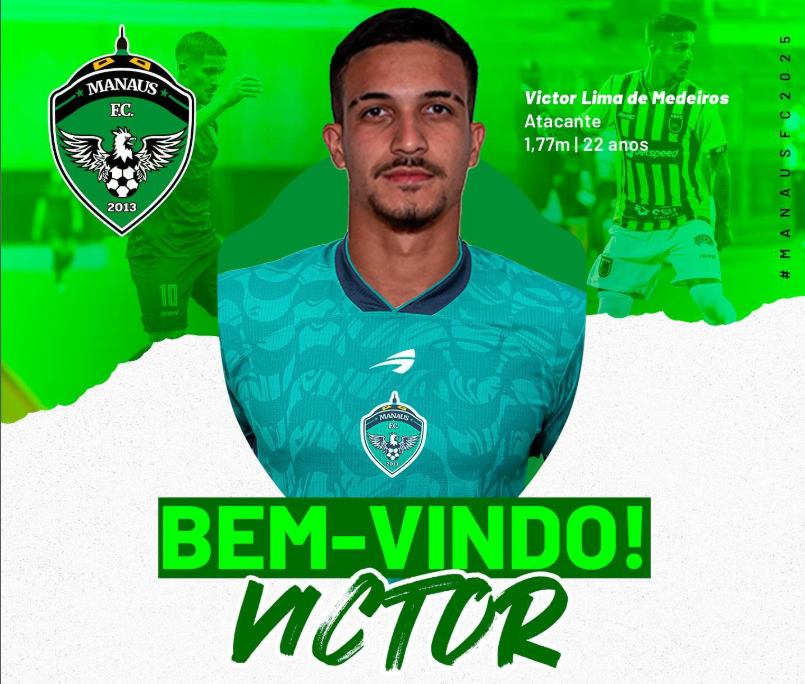 Atleta de 22 anos é mais um reforço do clube que disputará Barezão, Copa Verde, Copa do Brasil e Série D Foto: Arte Instagram Manaus FC